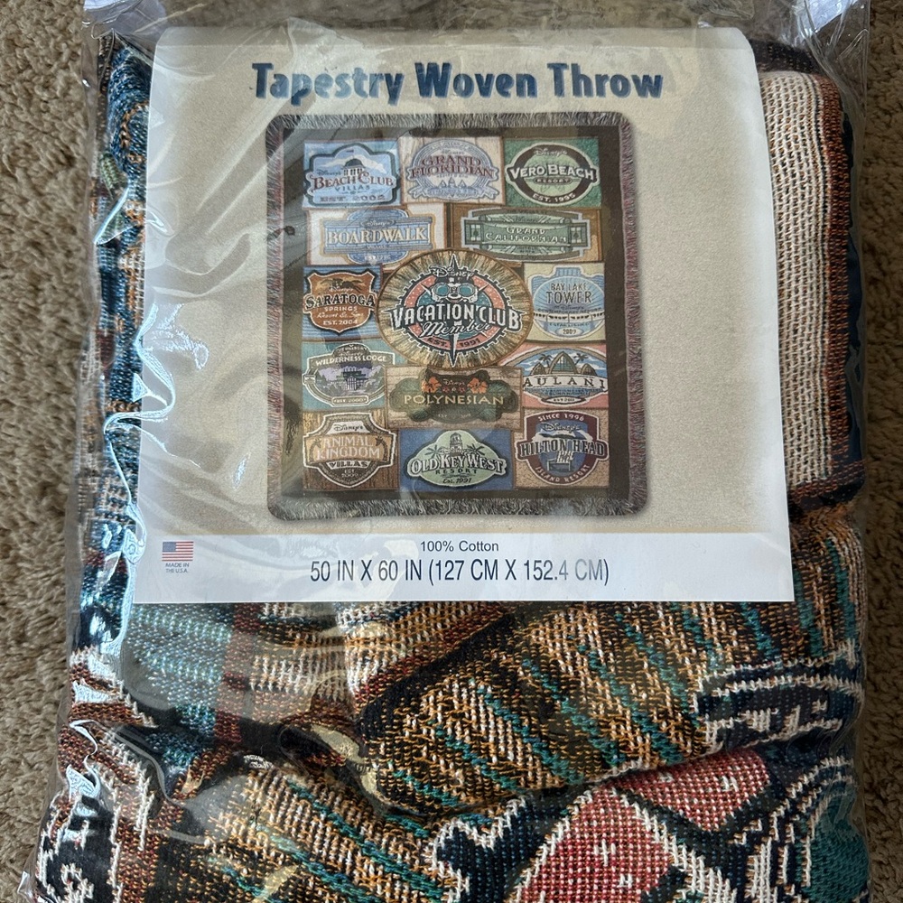 Disney Vacation Club Tapestry Woven Throw Blanket